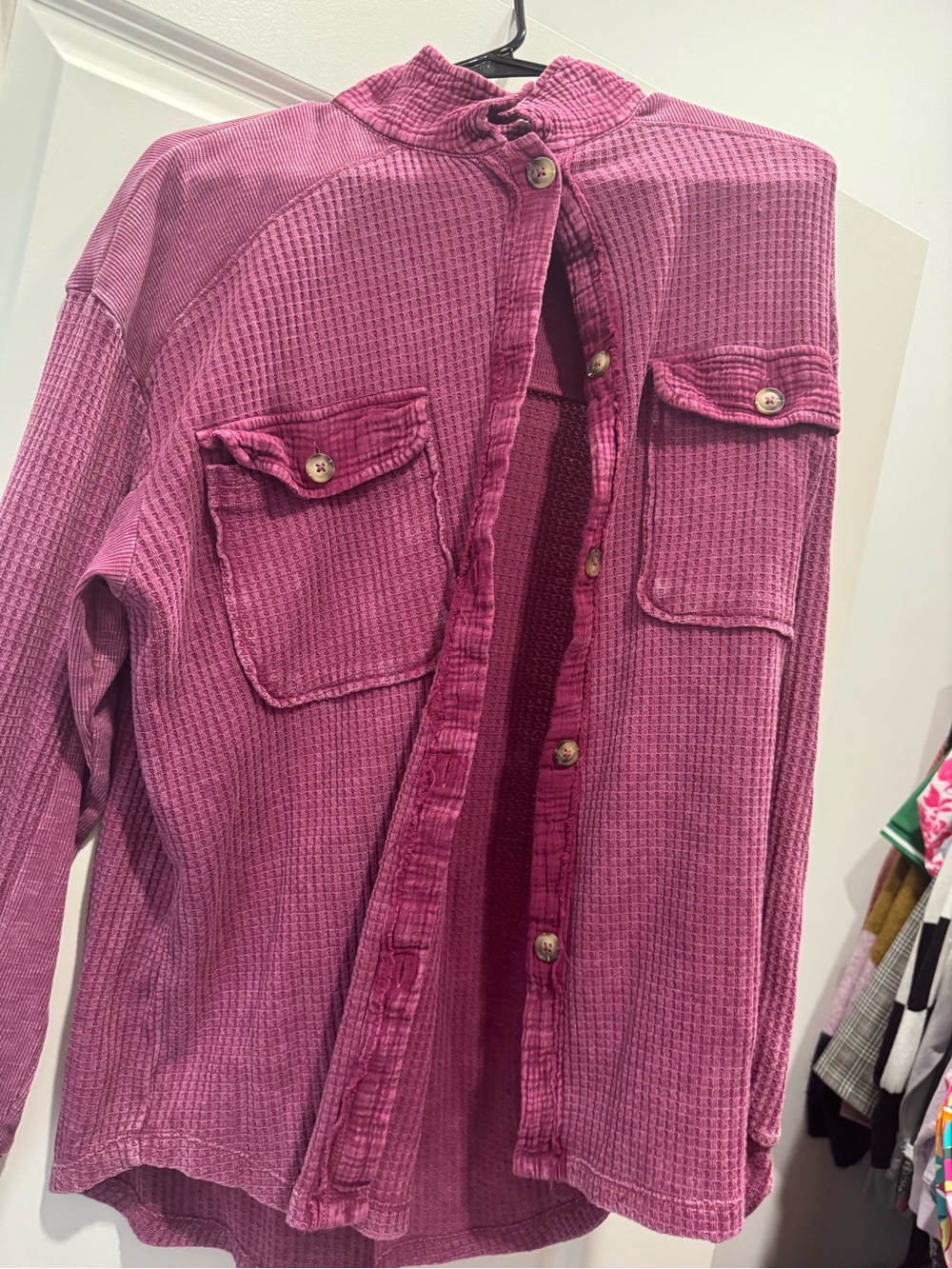 Briggs New York Mauve-Pink Waffle Button-Down Shirt Jacket
